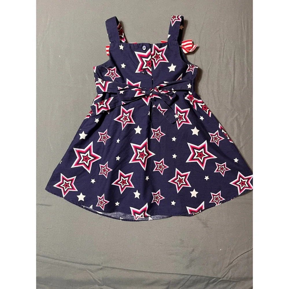 Jessica Ann Baby Girl Dress‎ 24M Navy Red White Star Print Patriotic